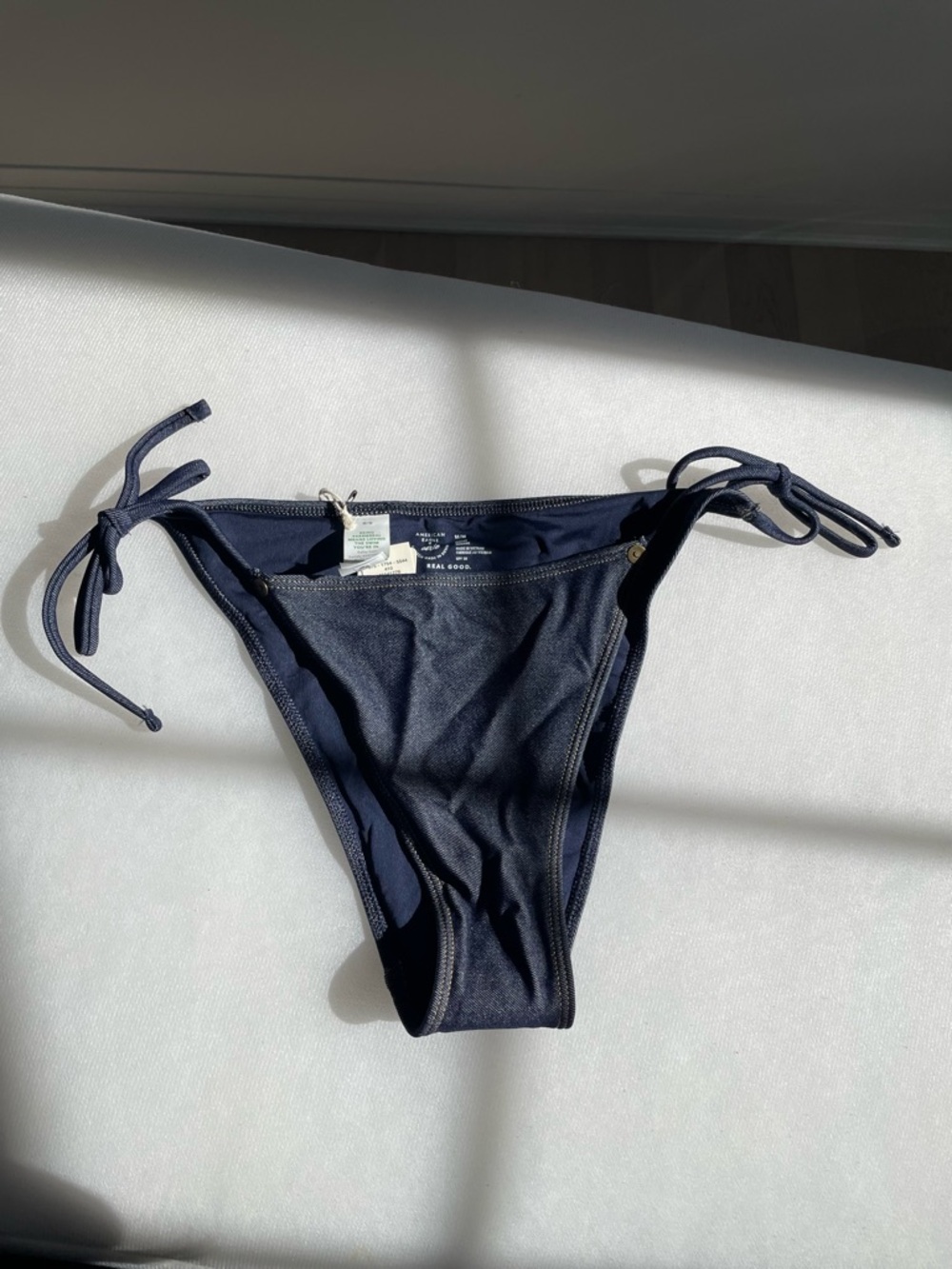 Limited Edition  AE x Aerie Match Made In Denim Cheekiest Tie Bikini Bottom